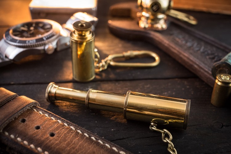 Brass Mini Nautical Telescope Keychain from STRAPSANDBRACELETS