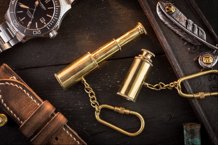 Brass Mini Nautical Telescope Keychain from STRAPSANDBRACELETS