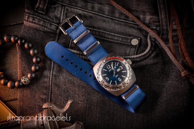Dark Blue Premium Seat Belt Nato Watch Strap (20 & 22mm) from STRAPSANDBRACELETS