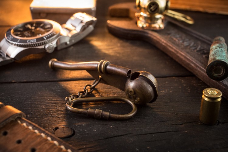 Brass Mini Nautical Bosun's Call Whistle Keychain