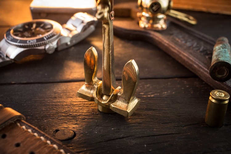 Brass Mini Nautical Anchor Keychain from STRAPSANDBRACELETS