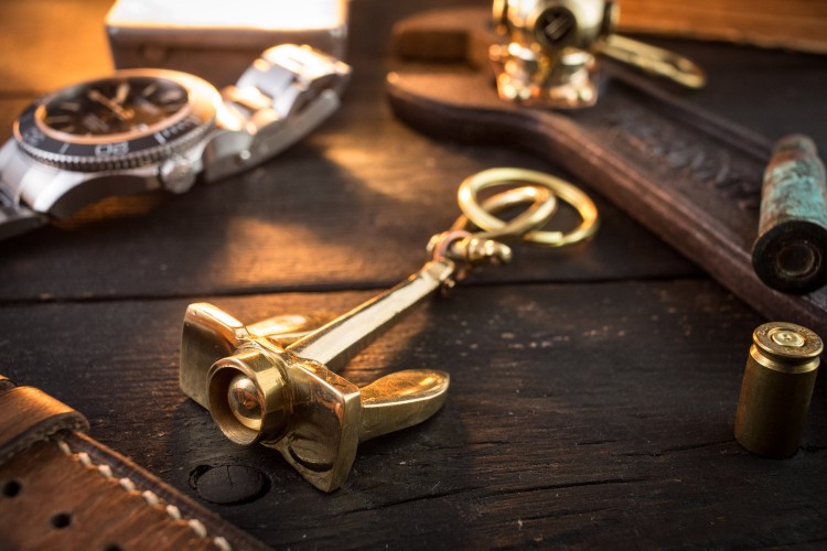 Brass Mini Nautical Anchor Keychain from STRAPSANDBRACELETS