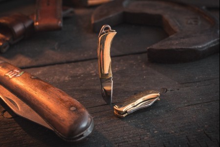 Sharp Mini Folding Pocket Knife Keychain with Brass Finish & Steel Blade