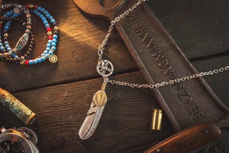 Nanmon - Stainless Steel Men's Necklace With Silver Eagle Feather Pendant from STRAPSANDBRACELETS