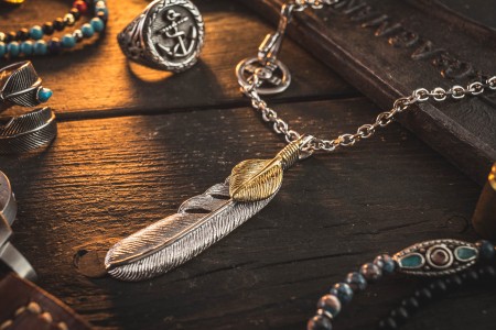 Nanmon - Stainless Steel Men's Necklace With Silver Eagle Feather Pendant