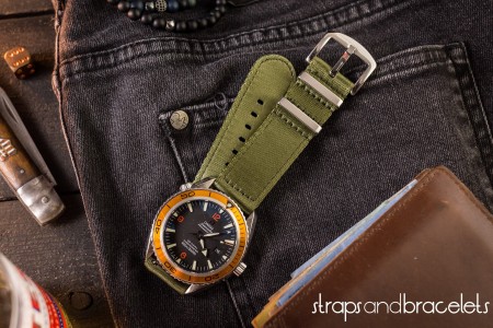 Olive Green Premium Seat Belt Two Piece Watch Strap (20 & 22mm)