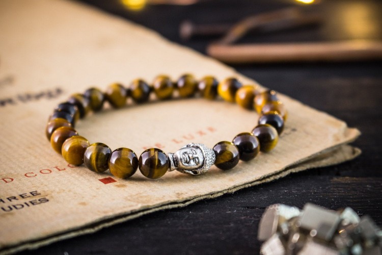 Tiger's Eye Stone Beaded Gladiator Men's Bracelet | Handmade Beads | Ebru  Jewelry