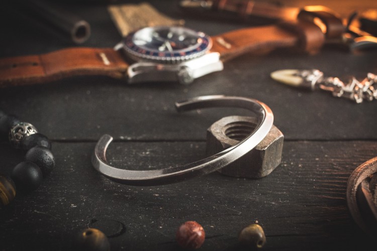 Assuers - Antiqued Twisted Stainless Steel Cuff Bangle Men's Bracelet from STRAPSANDBRACELETS