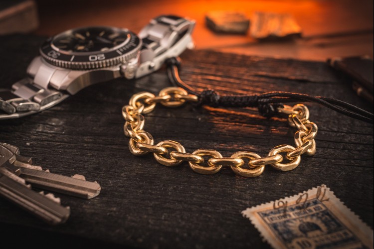 Jargervonssen - Gold Plated Chain Macrame Men's Bracelet from STRAPSANDBRACELETS