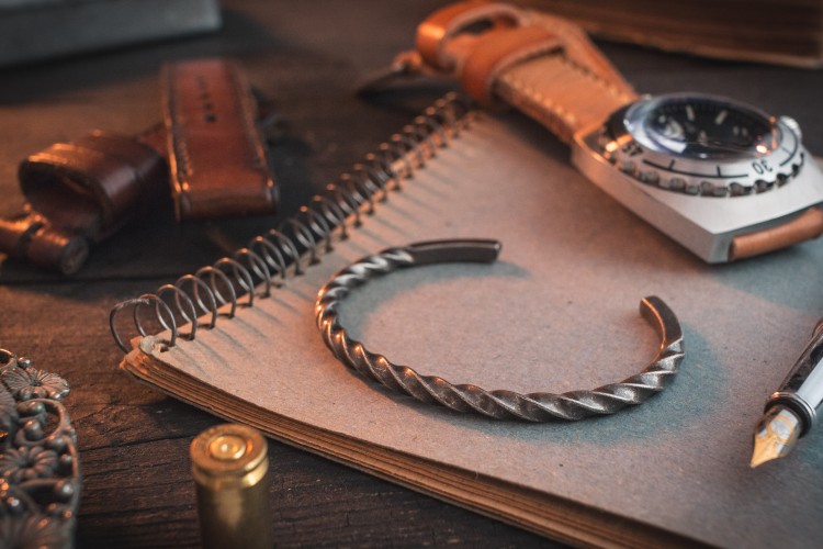 Erensveson - Twisted Antiqued Stainless Steel Cuff Bangle Men's Bracelet from STRAPSANDBRACELETS