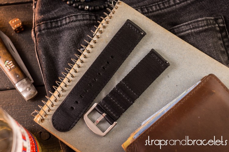 Black premium Seat Belt Two Piece Watch Strap (20 & 22mm) from STRAPSANDBRACELETS