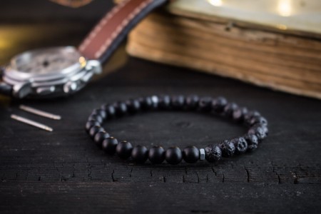 Yuvraj - 6mm - Black Lava Stone & Matte Black Onyx Beaded Bracelet