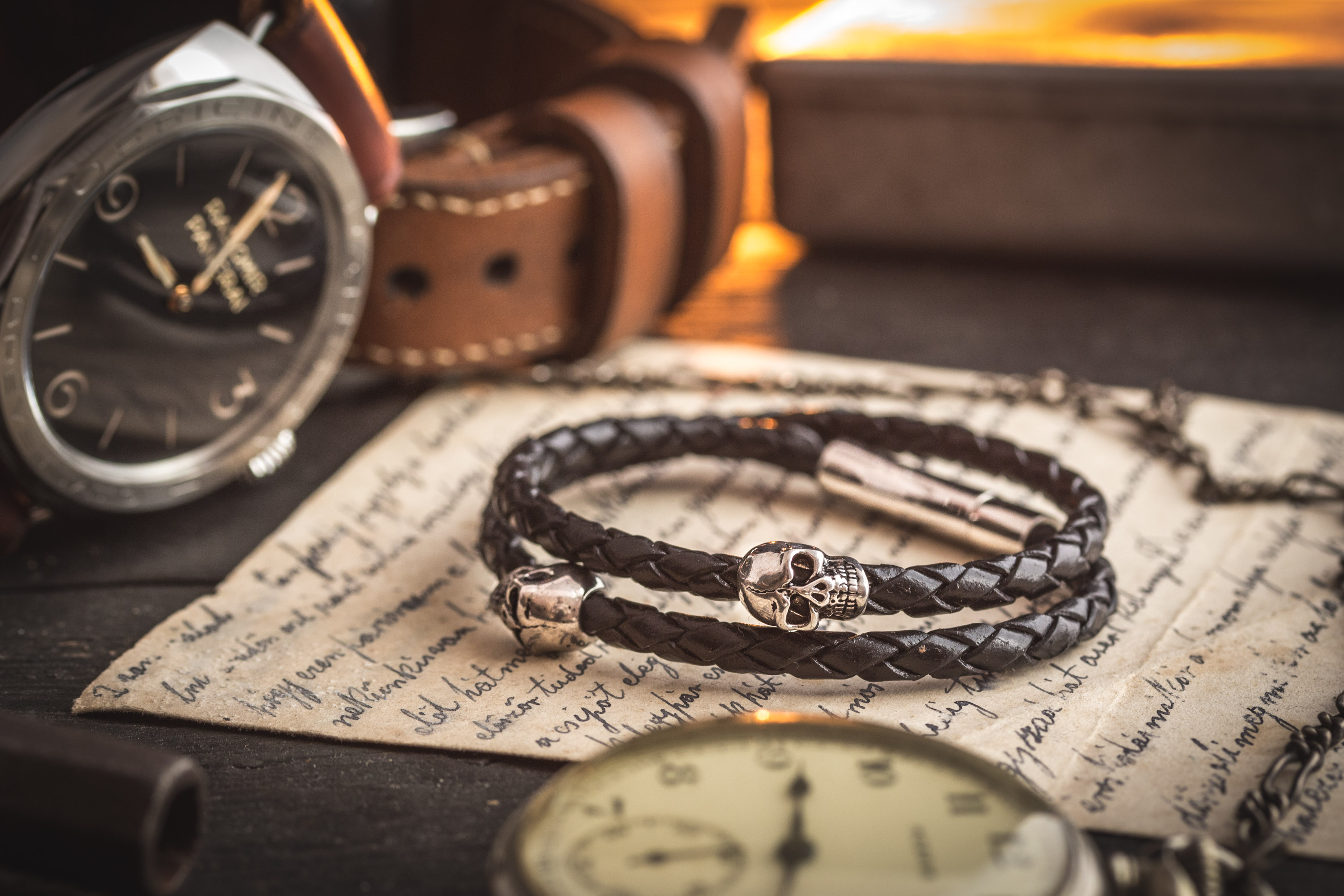 Skinny BLACK DOUBLE WRAP Braided Leather Bracelet