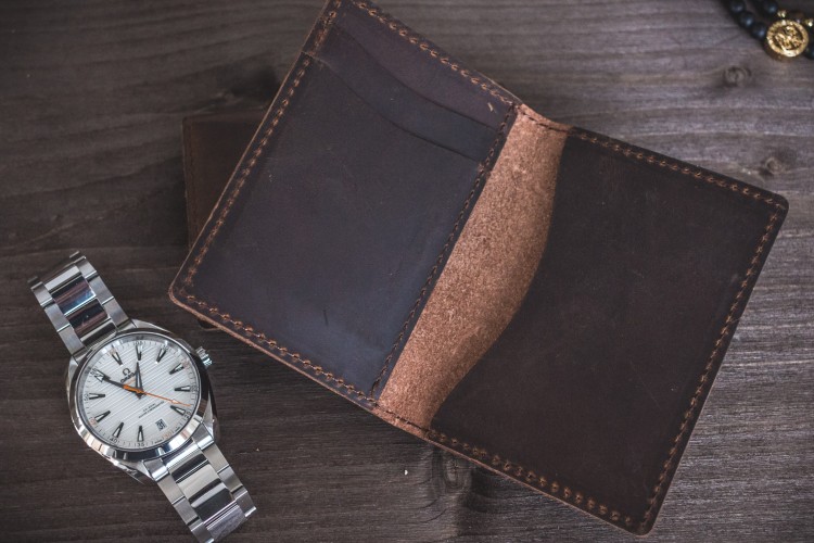 Dark Brown Crazy Horse Leather Wallet, ID, and Credit Card Holder from STRAPSANDBRACELETS