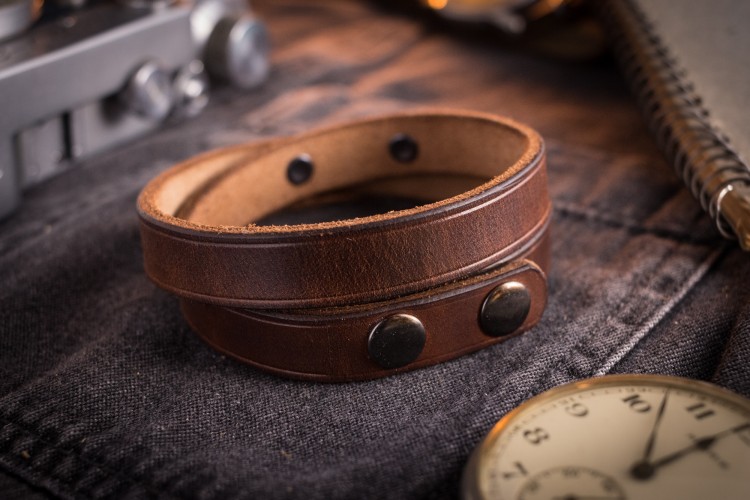 Personalised Men's Double Leather Wrap Bracelet | Hurleyburley