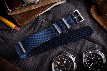 Dark Blue Premium Slip Through Nato Watch Strap (20 & 22mm)