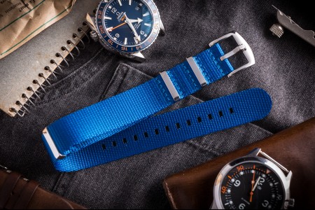 Light Ocean Blue premium Seat Belt Slip Through Nato Watch Strap (20 & 22mm)