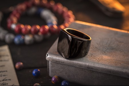 Bram - Black PVD Coated Stainless Steel Square Men's Signet Ring