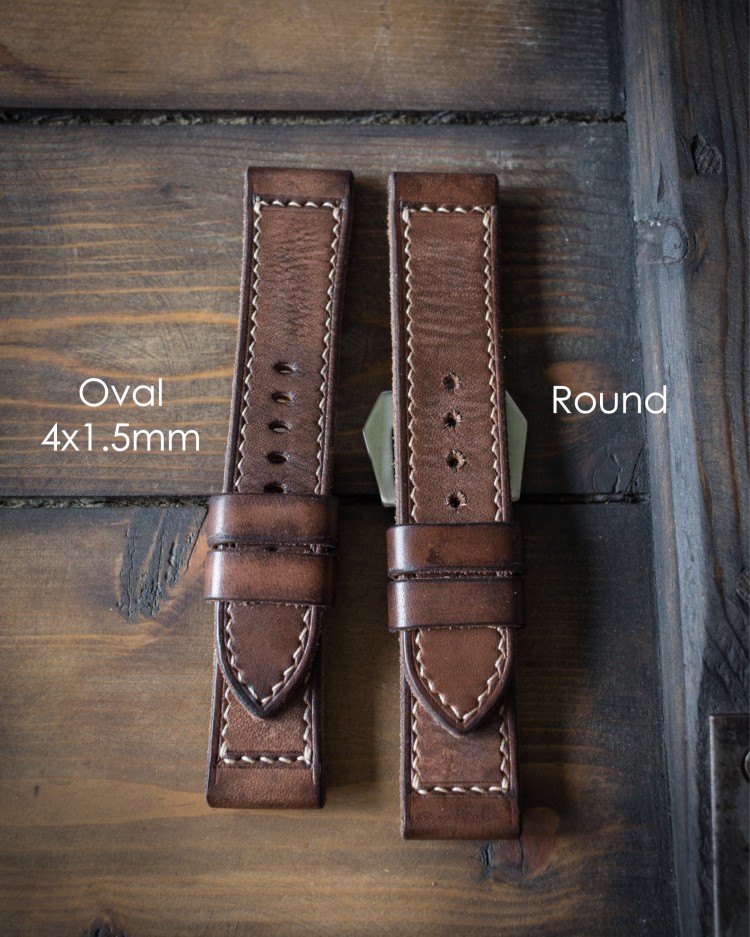 MV001 Antiqued Handmade Vintage Brown Leather Strap With Beige Stitching from STRAPSANDBRACELETS
