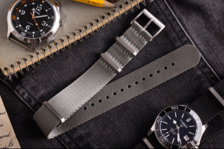Gray Premium Silky Seat Belt Slip Through Nato Watch Strap (20 & 22mm)