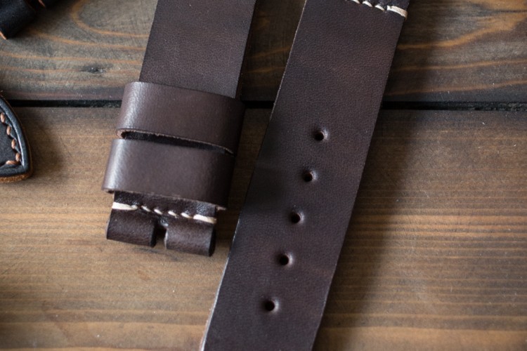 MV019 Kampfschwimmer Chocolate Brown Leather Strap with Beige Stitching from STRAPSANDBRACELETS