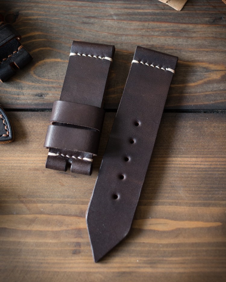 MV019 Kampfschwimmer Chocolate Brown Leather Strap with Beige Stitching from STRAPSANDBRACELETS