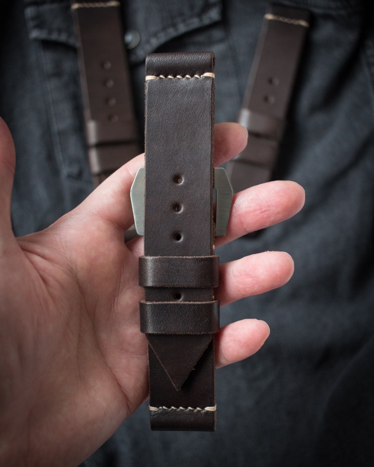 MV019 Kampfschwimmer Chocolate Brown Leather Strap with Beige Stitching from STRAPSANDBRACELETS