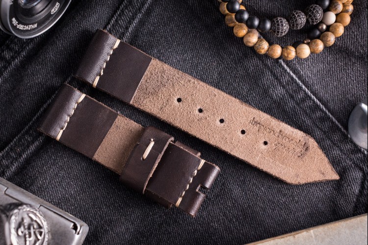 MV019 Kampfschwimmer Chocolate Brown Leather Strap with Beige Stitching from STRAPSANDBRACELETS