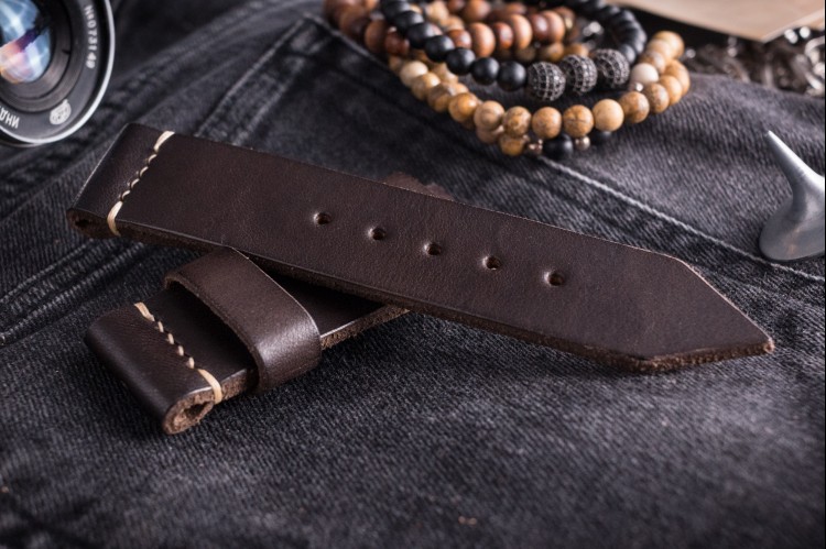 MV019 Kampfschwimmer Chocolate Brown Leather Strap with Beige Stitching from STRAPSANDBRACELETS