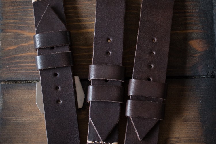 MV019 Kampfschwimmer Chocolate Brown Leather Strap with Beige Stitching from STRAPSANDBRACELETS