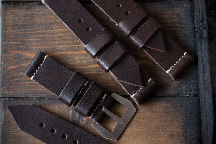 MV019 Kampfschwimmer Chocolate Brown Leather Strap with Beige Stitching from STRAPSANDBRACELETS