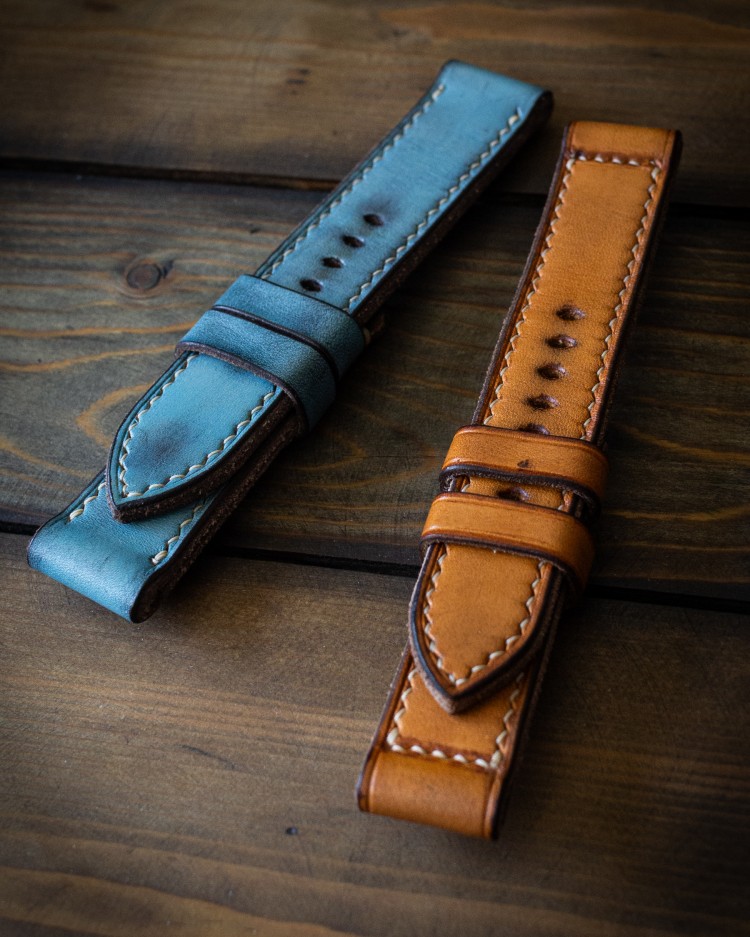 MV033 Vintage Honey Leather Strap With Beige Stitching