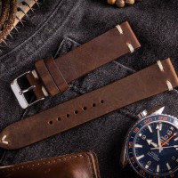 Dark Brown Leather Strap - Adjustable (20mm)